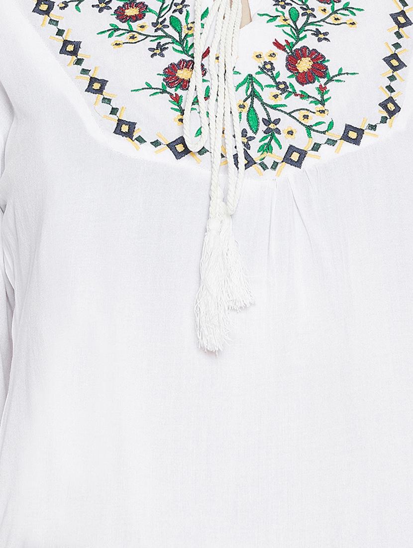 tie up neck embroidered detail top - 16573376 - Zoom Image - 5