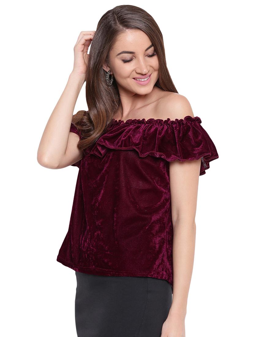 off shoulder frill detail top - 16573970 - Zoom Image - 2