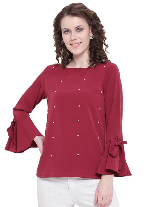 bell sleeved embellished top - 16574005 - Standard Image - 1