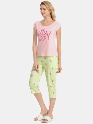 quirky print cap sleeved capri set - 16574242 - Standard Image - 2