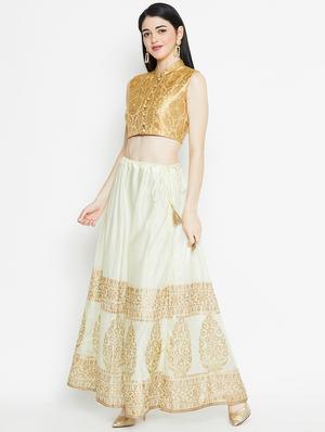 block print a-line lehenga - 16574398 - Standard Image - 2