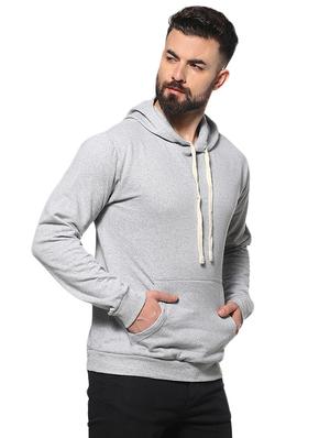 grey solid hooded sweatshirt - 16574606 - Standard Image - 2