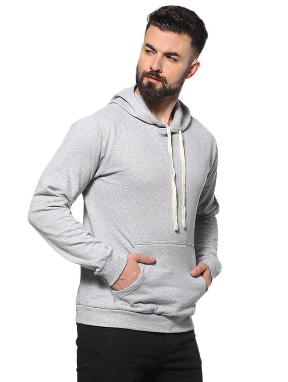 grey solid hooded sweatshirt - 16574606 - Zoom Image - 2