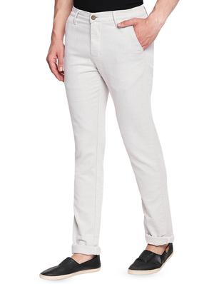 white printed chinos - 16574662 - Standard Image - 2