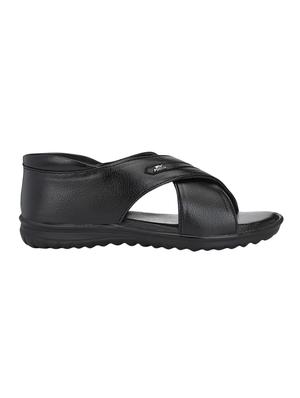 bucik black leatherette slip on sandals - 16574836 - Standard Image - 2