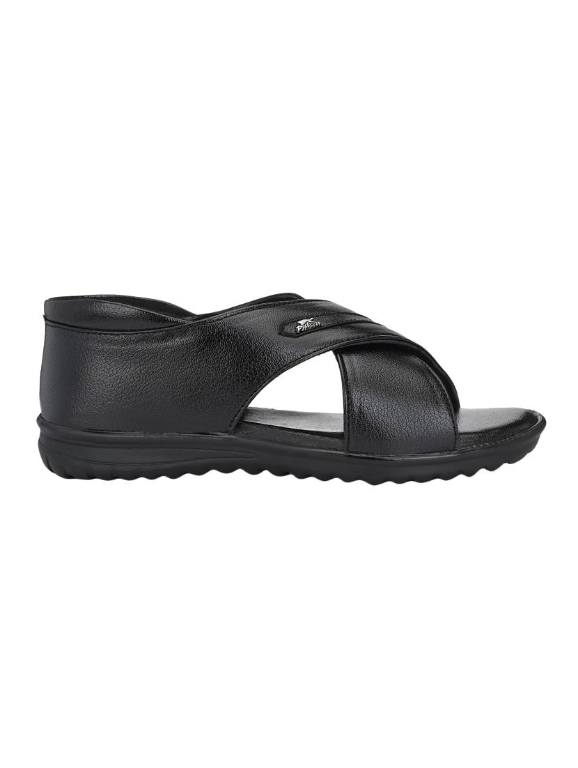 bucik black leatherette slip on sandals - 16574836 - Zoom Image - 2