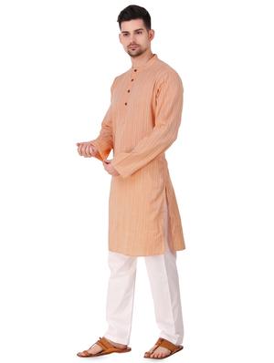 orange striped long kurta - 16575135 - Standard Image - 2