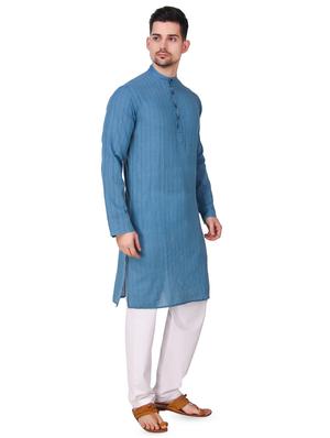 blue striped long kurta - 16575142 - Standard Image - 2