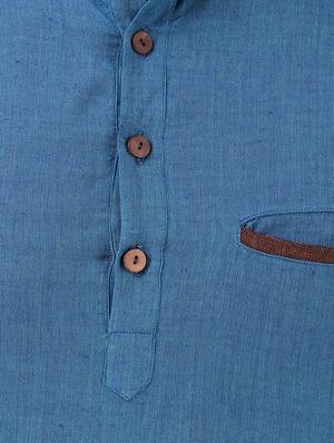 light blue solid short kurta - 16575155 - Standard Image - 5