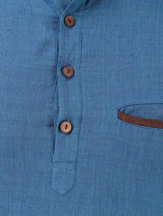 light blue solid short kurta - 16575155 - Zoom Image - 5