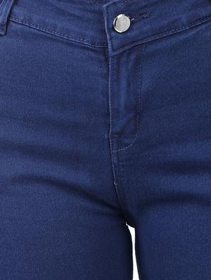 high rise solid denim shorts - 16576516 - Standard Image - 5