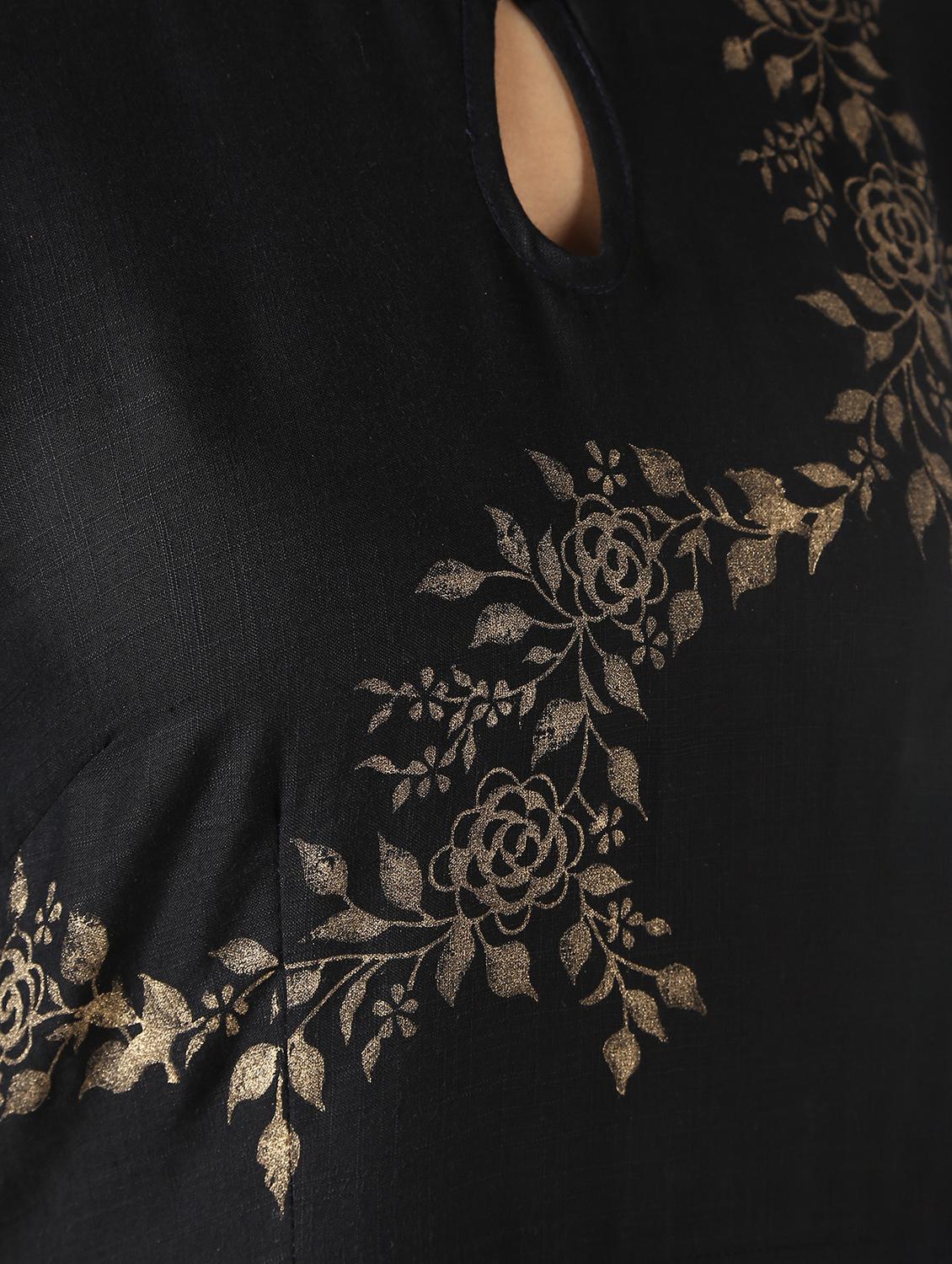foil printed flared kurta - 16577414 - Zoom Image - 5