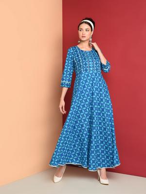 printed anarkali ethnic dress - 16577912 - Standard Image - 2