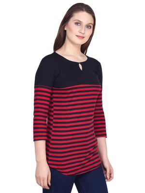 key hole neck striped tee - 16578285 - Standard Image - 2