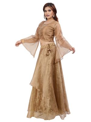 zardosi work flared sleeves layered lehenga - 16579051 - Standard Image - 2