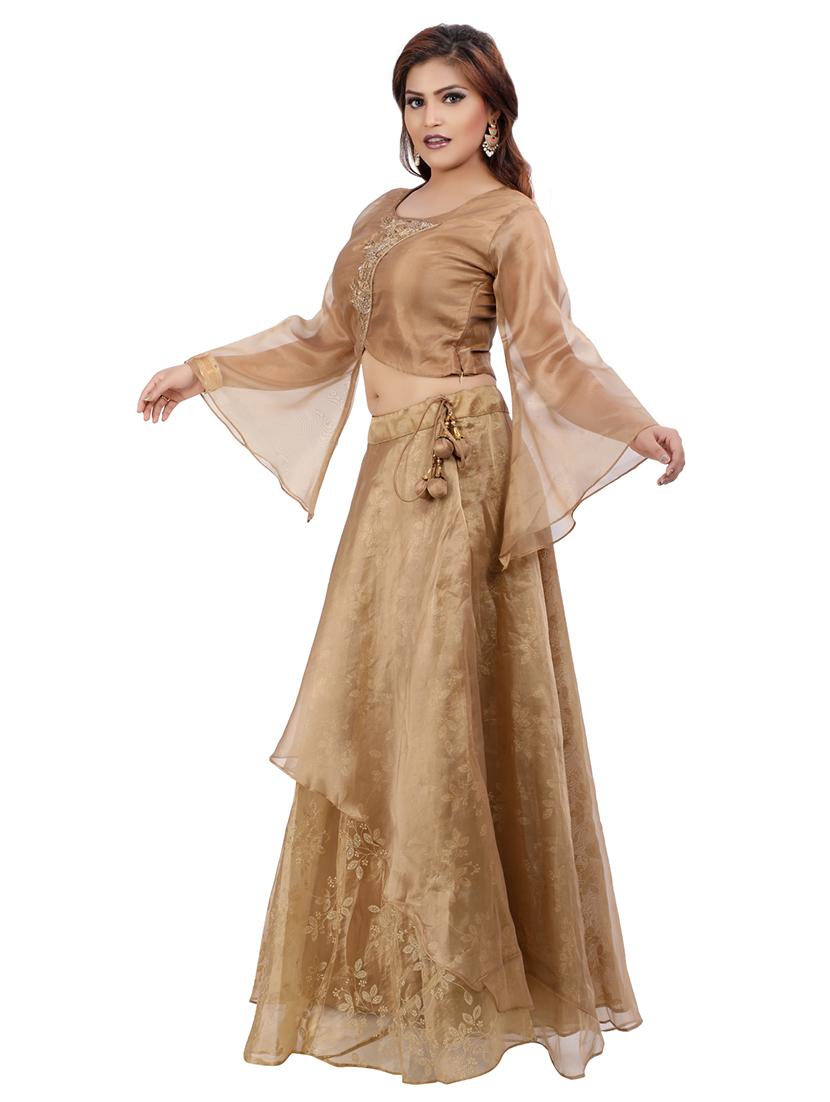 zardosi work flared sleeves layered lehenga - 16579051 - Zoom Image - 2