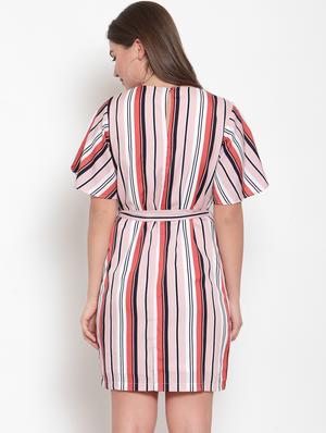 tie front striped a-line dress - 16579594 - Standard Image - 2