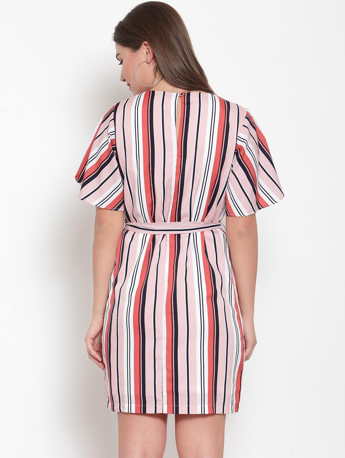 tie front striped a-line dress - 16579594 - Zoom Image - 2