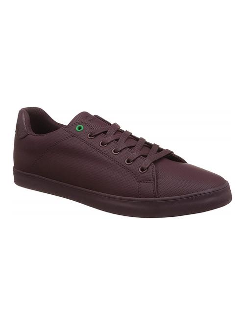 maroon leatherette lace up sneakers - 16580170 - Standard Image - 1