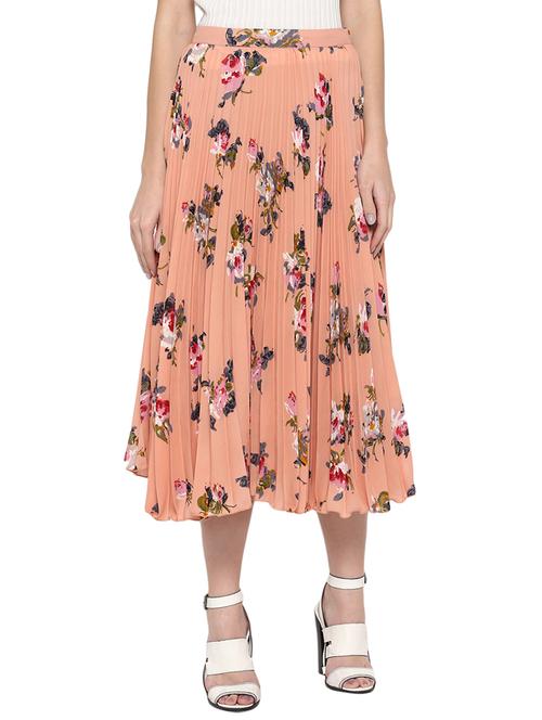 accordion pleat floral flared skirt - 16581332 - Standard Image - 1