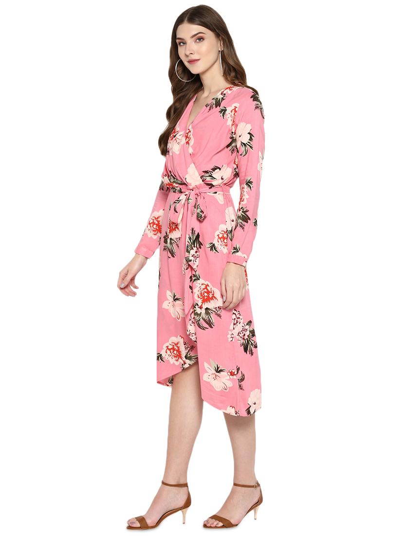 tie knot floral wrap dress - 16581342 - Zoom Image - 2