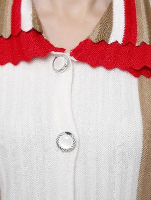 shirt collar striped cardigan - 16581390 - Standard Image - 5
