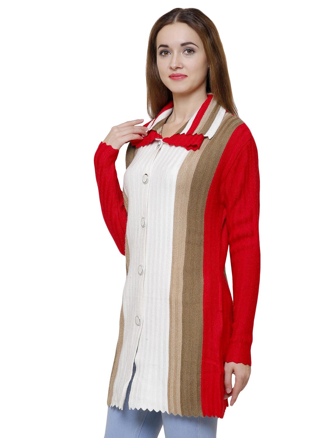 shirt collar striped cardigan - 16581390 - Zoom Image - 2