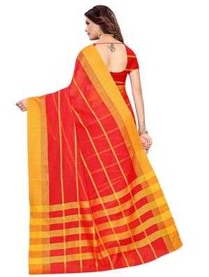 stripes woven saree with blouse - 16582072 - Standard Image - 2
