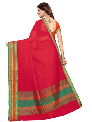 contrast bordered woven saree with blouse - 16582083 - Standard Image - 2
