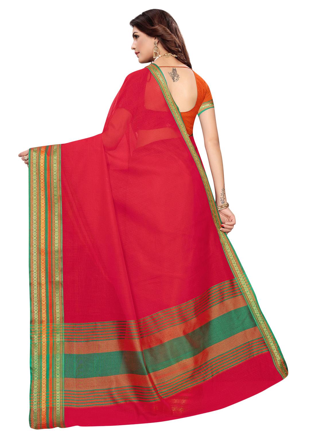 contrast bordered woven saree with blouse - 16582083 - Zoom Image - 2