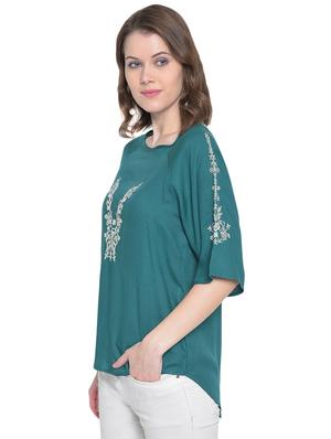 round neck floral embroidered top - 16584630 - Standard Image - 2
