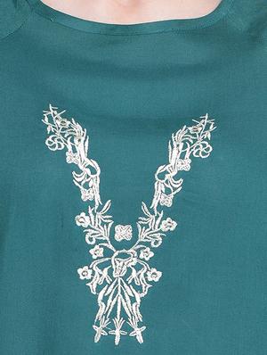 round neck floral embroidered top - 16584630 - Standard Image - 5