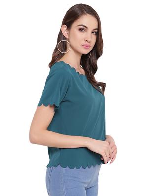 scallop hem solid top - 16584695 - Standard Image - 2