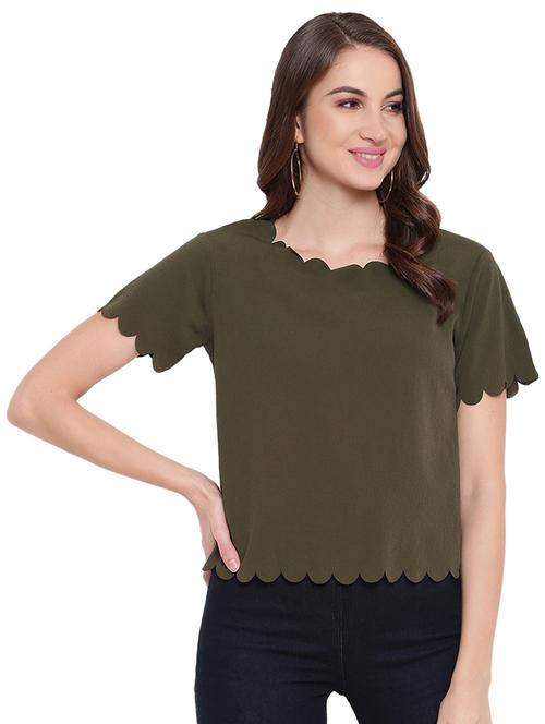 scallop hem solid top - 16584697 - Standard Image - 1