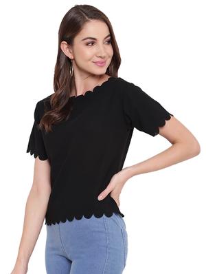 scallop hem solid top - 16584701 - Standard Image - 2