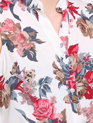 mandarin neck floral shirt - 16584942 - Standard Image - 5