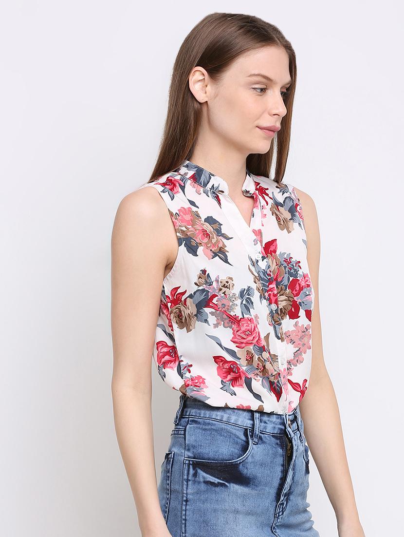 mandarin neck floral shirt - 16584942 - Zoom Image - 2
