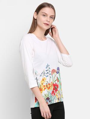 round neck floral tee - 16584947 - Standard Image - 2