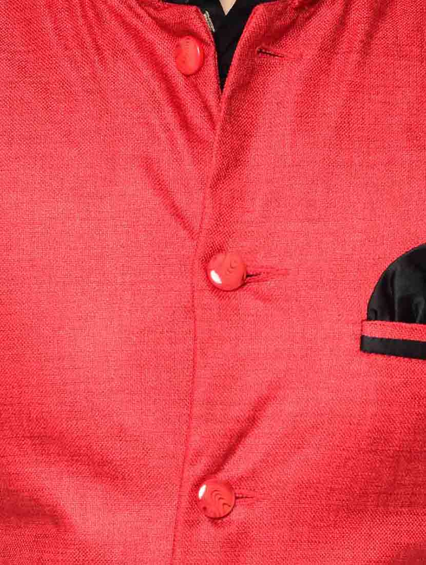 red solid nehru jacket - 16585074 - Zoom Image - 5