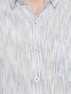 grey linen self design casual shirt - 16585390 - Standard Image - 5
