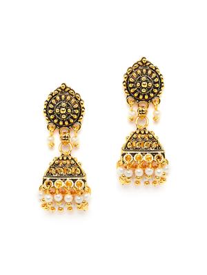 gold metal jhumka earring - 16585567 - Standard Image - 2