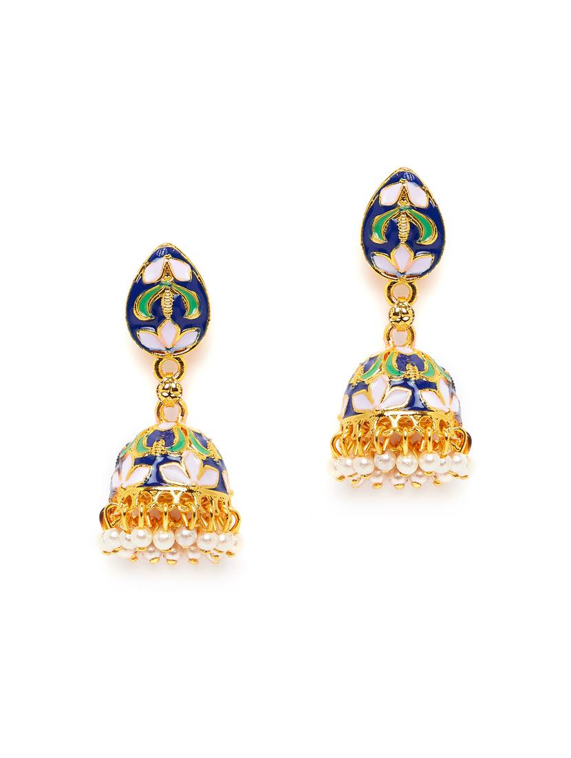 multi colored metal jhumka earring - 16585584 - Zoom Image - 2