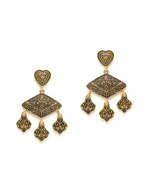 gold metal drop earring - 16585593 - Standard Image - 2