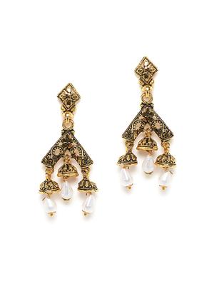 gold metal drop earring - 16585596 - Standard Image - 2
