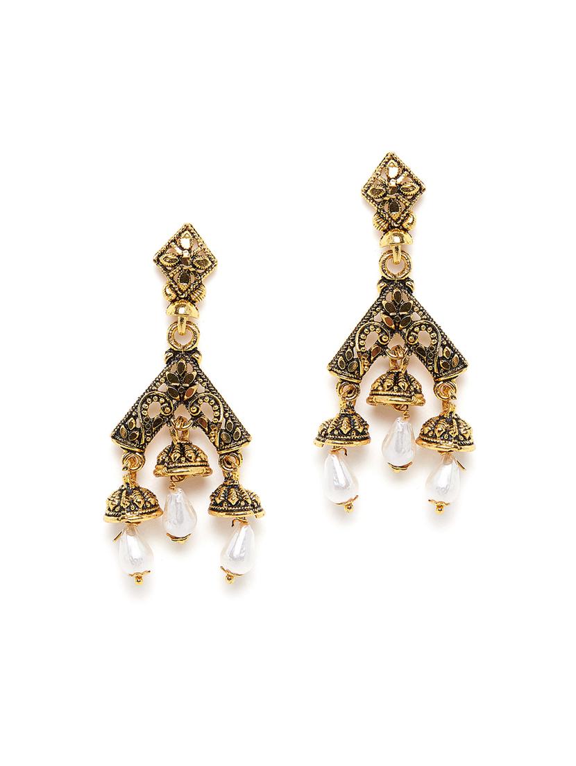 gold metal drop earring - 16585596 - Zoom Image - 2