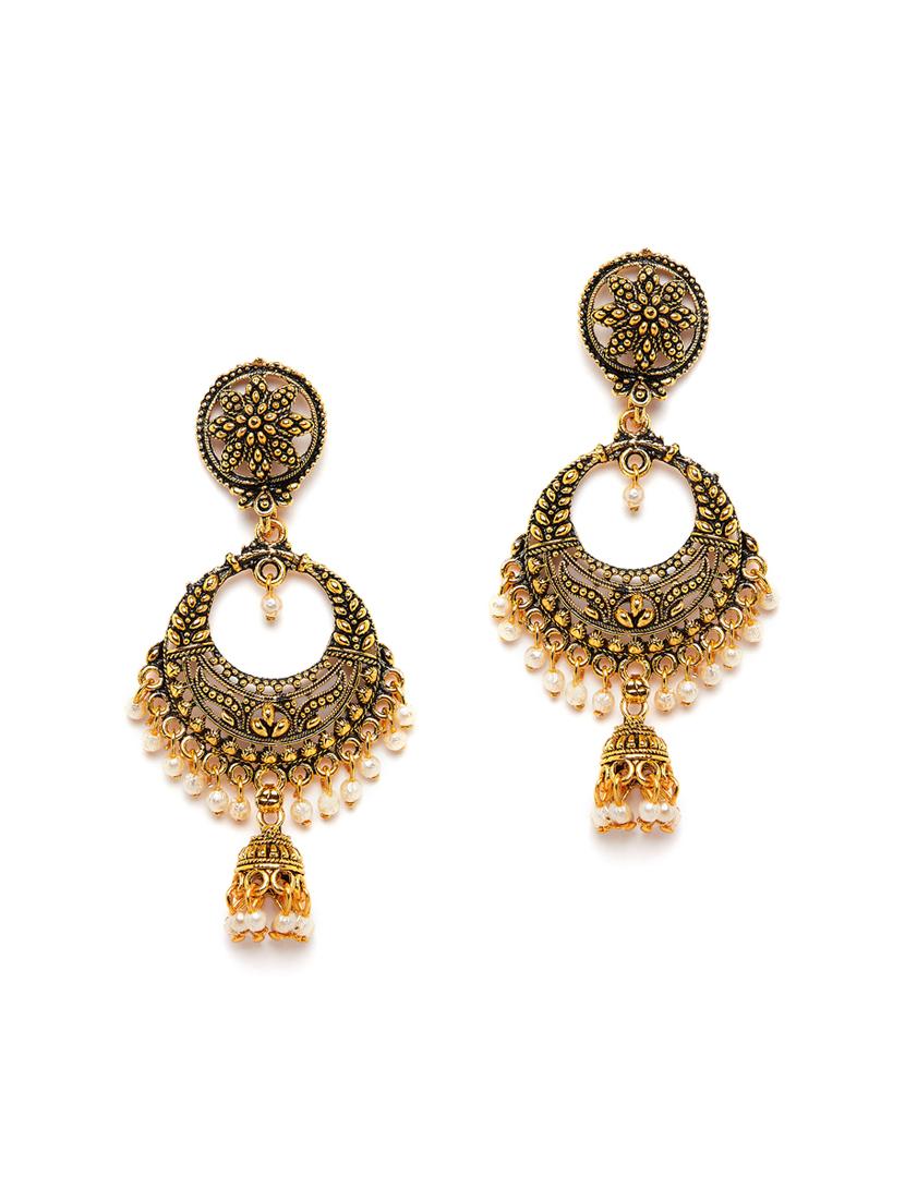 gold metal drop earring - 16585615 - Zoom Image - 2