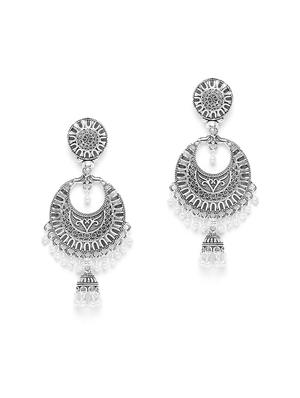 silver metal drop earring - 16585619 - Standard Image - 2