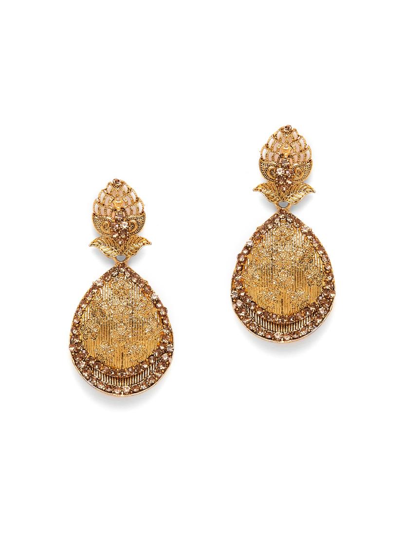 gold metal drop earring - 16585669 - Zoom Image - 2