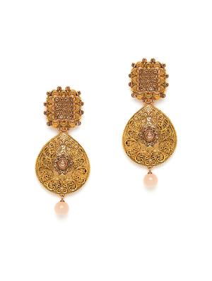 gold metal drop earring - 16585671 - Standard Image - 2