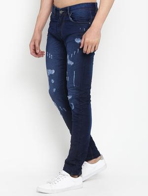 blue light washed distressed denim jeans - 16585694 - Standard Image - 2